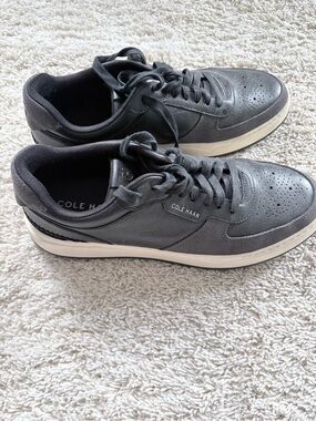 Cole Haan Men’s Gray and White Leather Low-Top Sneakers